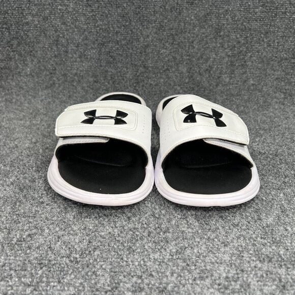 Under Armour Ignite 5 Sandals Men's Size 11 White Black Athletic Recovery Slides - Picture 2 of 9